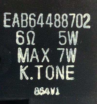 KIT DE BOCINAS PARA TV LG / NUMERO DE PARTE EAB64488701 / EAB64488702 / 6Ω / 5W / MAX 7W / K.TONE / PANEL NC490DUE-AAFX1 / MODELO 49LK5700PUA.BUSWLOR - Imagen 3